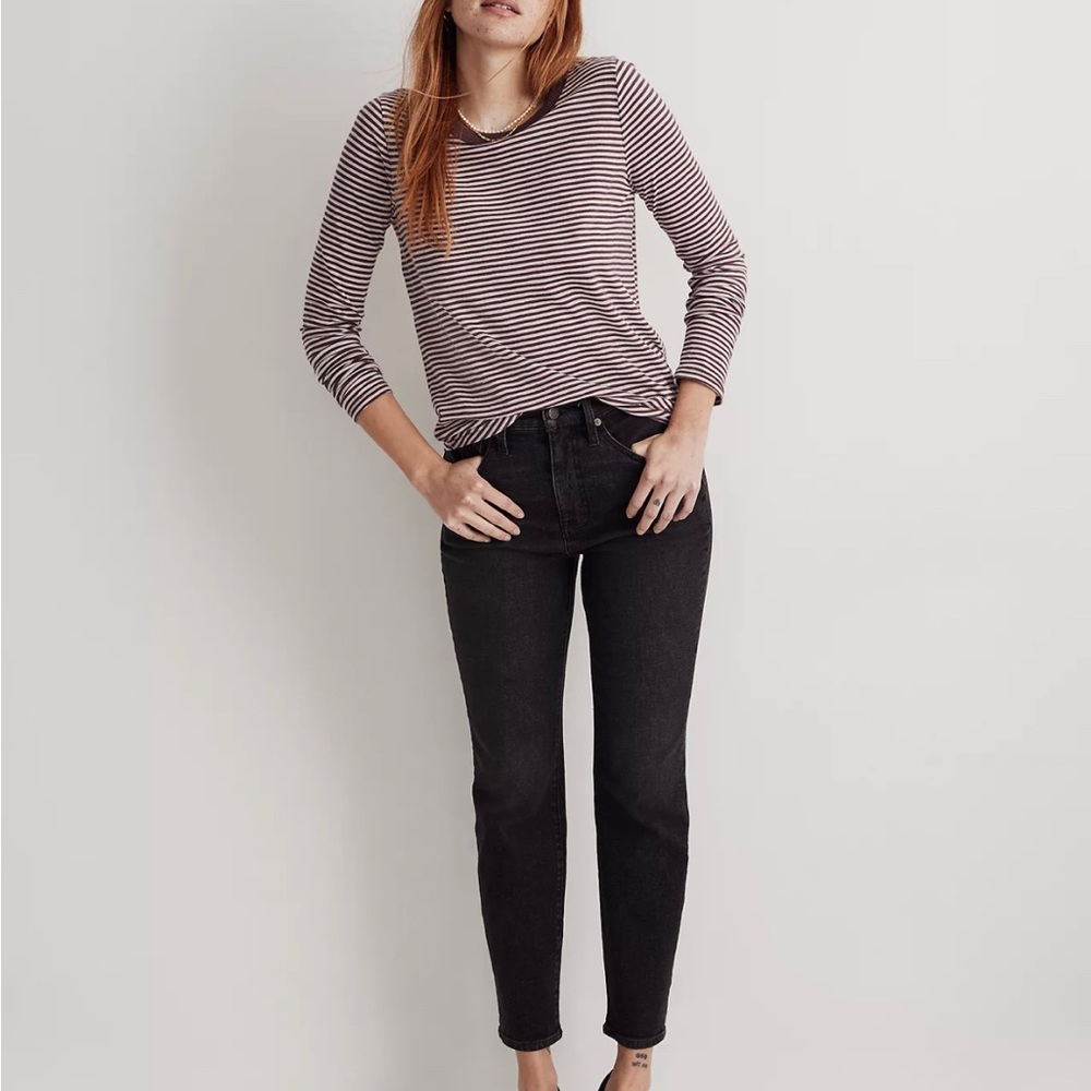 Madewell Whisper Cotton Crewneck Long-Sleeve in Yoshi Stripe Small